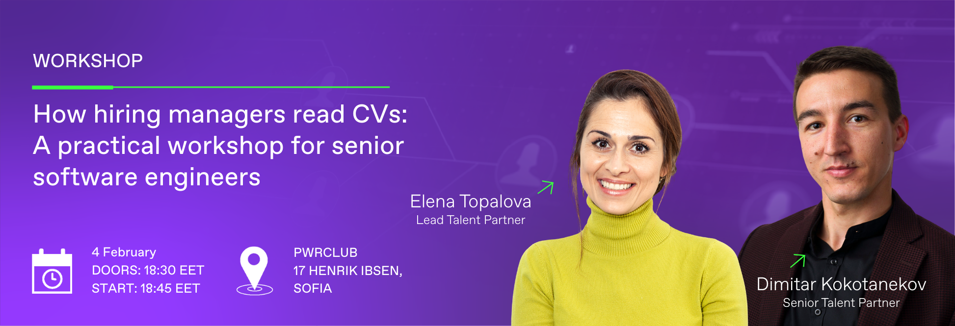 Image of Elena Topalova, Lead Talent Partner, and Dimitar Kokotanekov, Senior Talent Partner at Pwrteams.