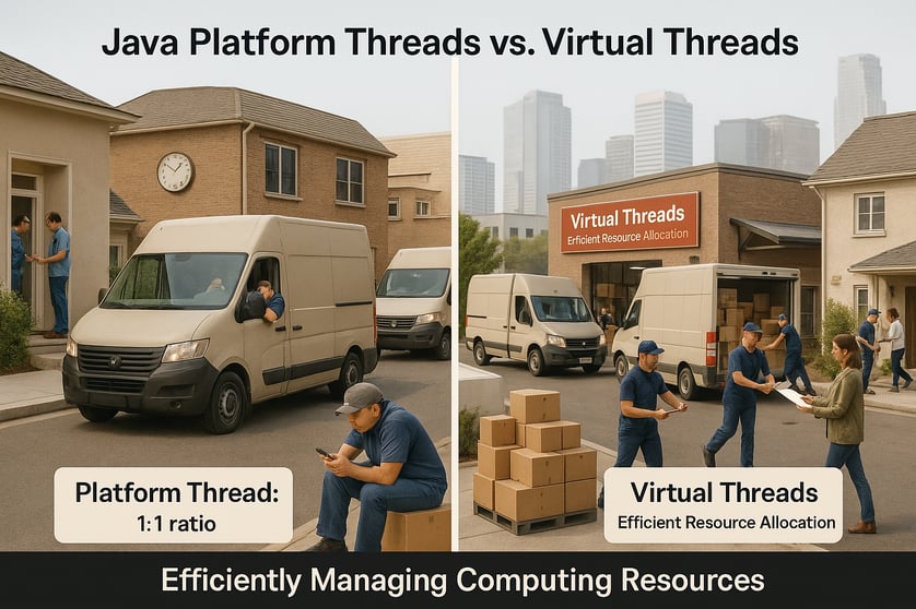 Java platform threads vs. Virtual threads